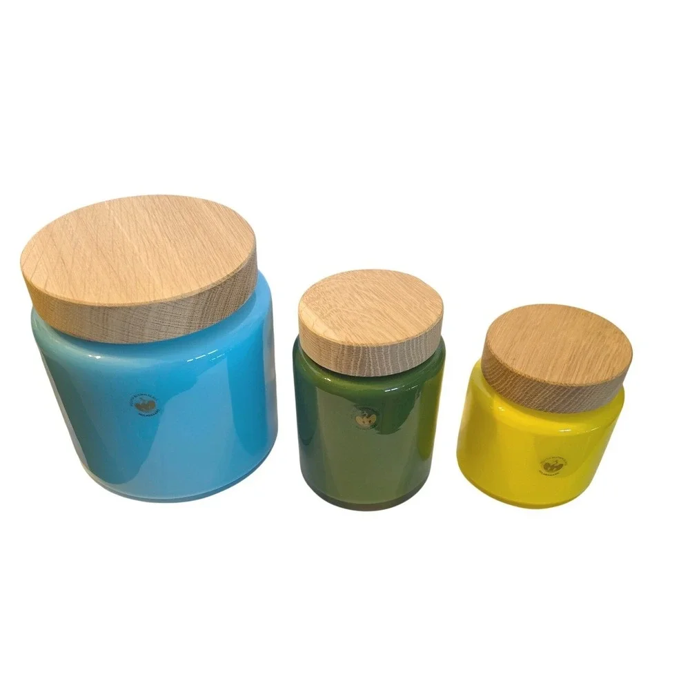 Holmegaard Palet Canisters Michael‎ Bang 1969 Vintage Danish Glass Set of 3